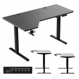 Biurko gamingowe elektryczne Huzaro czarne komputerowe ładowarka Usb-c