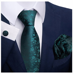 Elegancki zestaw krawat + poszetka + spinki