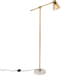 QAZQA Lampa podłogowa w stylu art deco brązowa