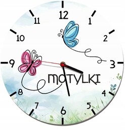 Zegar ścienny do Przedszkola z nazwą grupy Motylki