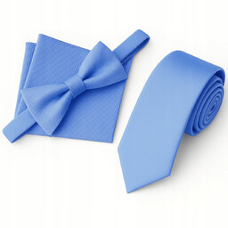 Zestaw krawat + mucha + poszetka - jasny