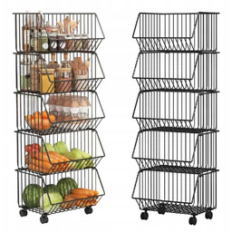 Regał Mobilny Z Koszami Kuchenny Wózek 5 Poziomów