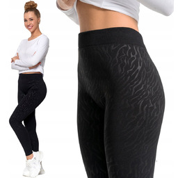 Długie Miękkie Legginsy Damskie W Tłoczone Cętki Wysoki