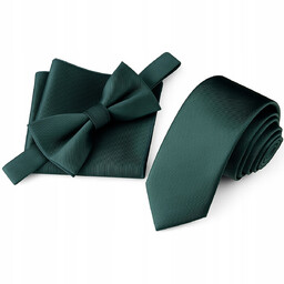 Zestaw krawat + mucha + poszetka - ciemny