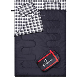 Podwójny śpiwór z 2 poduszkami, wodoodporny, lekki, 2-osobowy