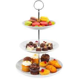 Patera porcelanowa biała 3-piętrowa 34 cm