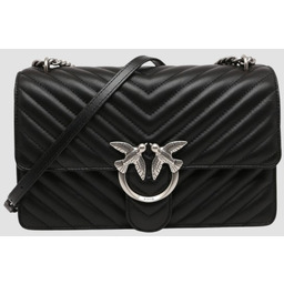 PINKO Czarna listonoszka damska ze srebrnymi okuciami Love