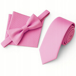 Zestaw krawat + mucha + poszetka - jasny