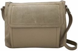 Torebka skórzana z zamszową klapką - Beżowa