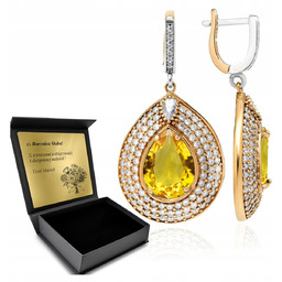 Kolczyki Srebrne 925 Cytryn I Cyrkonie Biżuteria