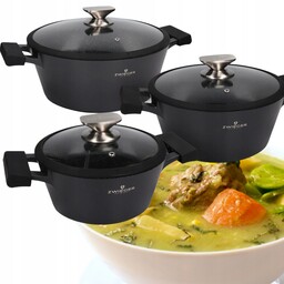 Zestaw Garnków Z Pokrywkami Zwieger Black Stone Aluminium