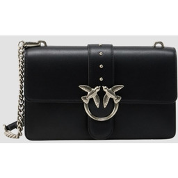 PINKO Czarna listonoszka damska ze srebrnymi okuciami Love