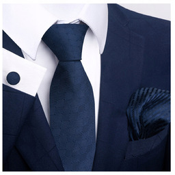 Elegancki zestaw krawat + poszetka + spinki