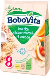 BoboVita Kaszka mleczno-zbożowa, 4 owoce, po 8 miesiącu,
