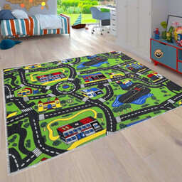 Dywan miasto ulice Playcity 160x200 rondo samolot straż
