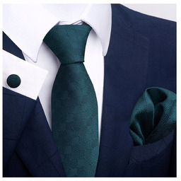 Elegancki zestaw krawat + poszetka + spinki