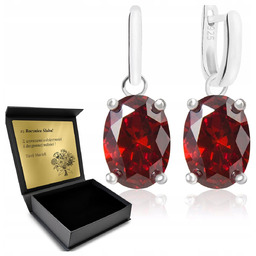 Kolczyki Srebrne 925 Z Granatem Biżuteria Dla Kobiety