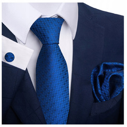 Elegancki zestaw krawat + poszetka + spinki