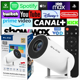 Przenośny Projektor Obrotowy Rzutnik Głośnik Android Smart Tv