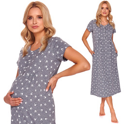 Doctor Nap, Długa koszula ciążowa karmienia, TM.4119, Szary