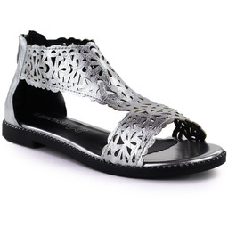 Sandały damskie ażurowe srebrne M.Daszyński MR24148-2