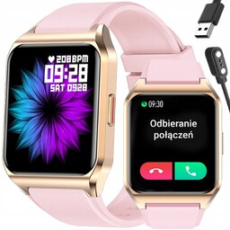 Smartwatch Rubicon RNCE89, 1.69", IP67, Bluetooth, różowe złoto,