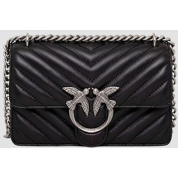PINKO Czarna kopertówka damska ze srebrnymi okuciami Love