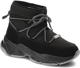 Czarne Śniegowce Big Star Modne Ocieplane Buty Damskie