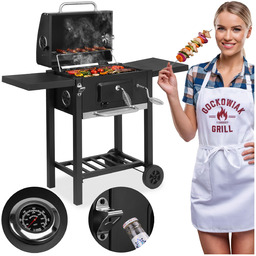 Grill Węglowy Ogrodowy Z Pokrywą Popielnik Termometr Regulacja