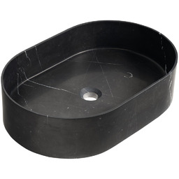 BLOK kamienna umywalka nablatowa, 55x37cm, czarny mat Marquin