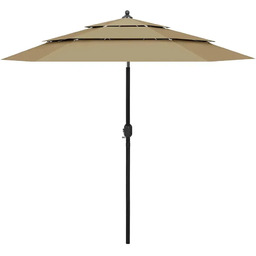 Edinos Okrągły trzypoziomowy parasol ogrodowy taupe P9-D43