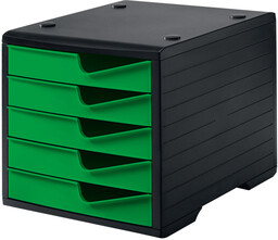 Organizer na dokumenty, 5 szuflad, czarny/zielony