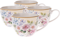 4-częściowy zestaw filiżanek porcelanowych Roses , 90 ml