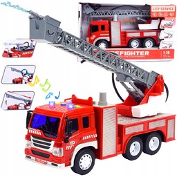 Wóz strażacki 1:16 z podnośnikiem 360 światłami dźwiękami