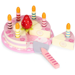 DLA DZIECI TORT DREWNIANE ŚWIECZKI TRUSKAWKA