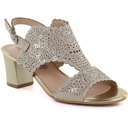 Sandały damskie na słupku ażurowe beżowe M.Daszyński MR1954-2