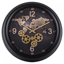 Zegar wiszący retro metalowy czarny 52x52 138614