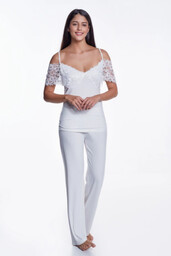 Damska bambusowa piżama NELA XL Kremowy