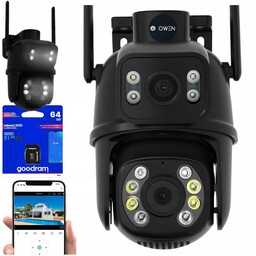 Podwójna Kamera Ip Wifi Zewnętrzna Obrotowa Ultra Hd