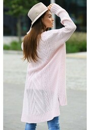 Sweter damski różowy kardigan oversize LS302, Kolor róż