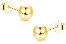 Delikatne pozłacane srebrne kolczyki wkrętki gładkie kulki kuleczki