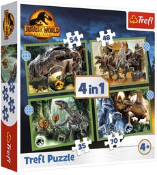 Trefl Puzzle Groźne dinozaury Jurassic world 4w1