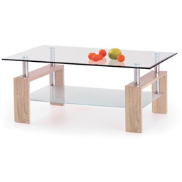 Ława szklana transparentny / dąb sonoma mat 110