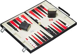 Relaxdays 10023503 Backgammon walizka, zestaw wysokiej jakości, wraz