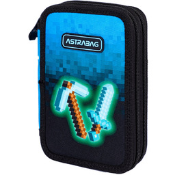 Piórnik z wyposażeniem dwukomorowy dla chłopca Astra Pixel