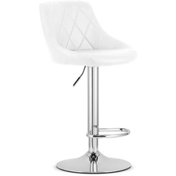 Elior Biały chromowany hoker tapicerowany ekoskórą z oparciem