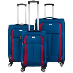 Zestaw walizek podróżnych w niebiesko-czerwonym kolorze - Peterson