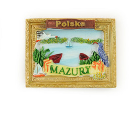 Magnes na lodówkę Obraz złota rama Mazury