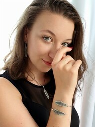 Bransoletka srebrna - Szare pióra