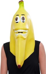Banana Latex Mask, Yellow, Full Overhead